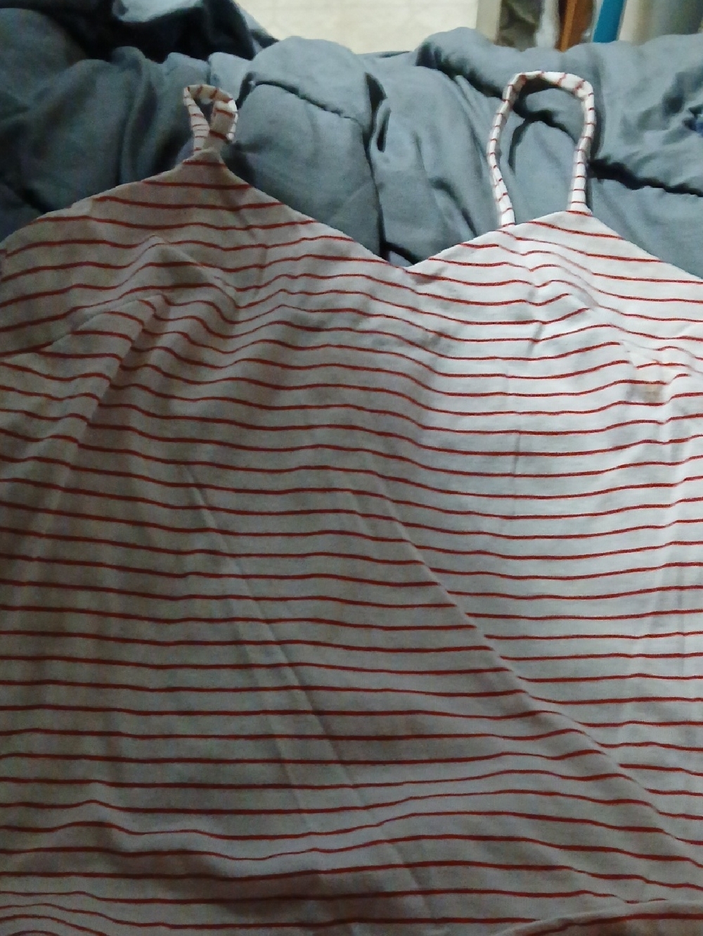 Striped Red & White Women's Camisole Tank Top